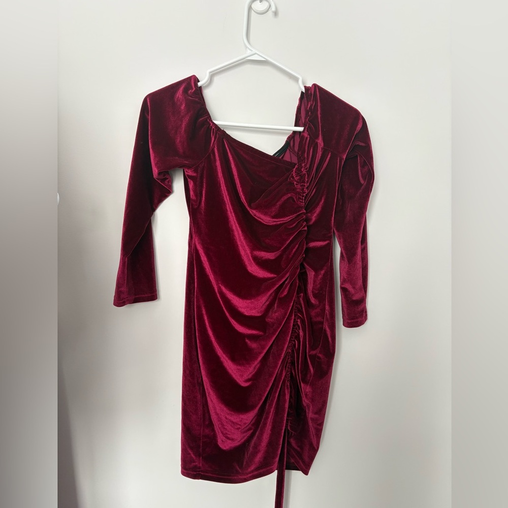 Burgundy velvet dress